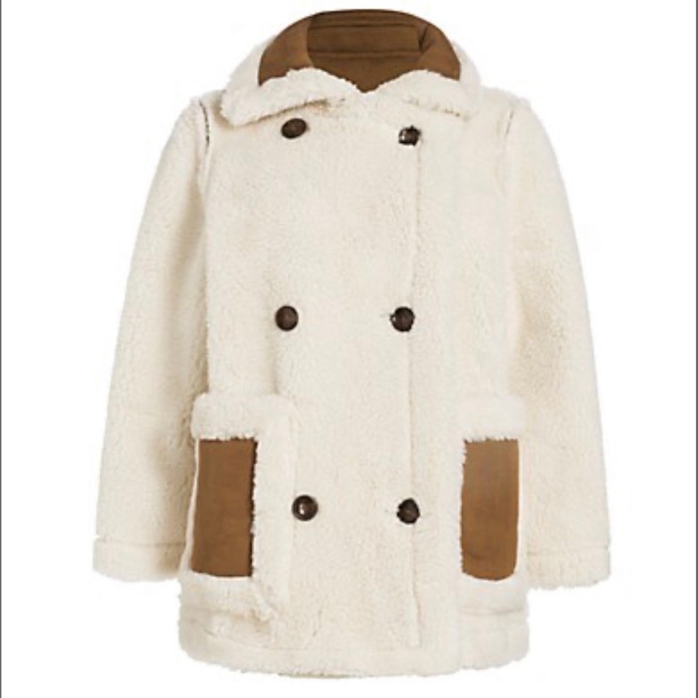 En Saison Quincy Sherpa Double Breasted Reversible Coat | XS